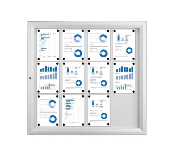 Showdown® Displays Schaukasten T silber 12x DIN A4 102,5 x 4,7 x 106,7 cm, 1 St.
