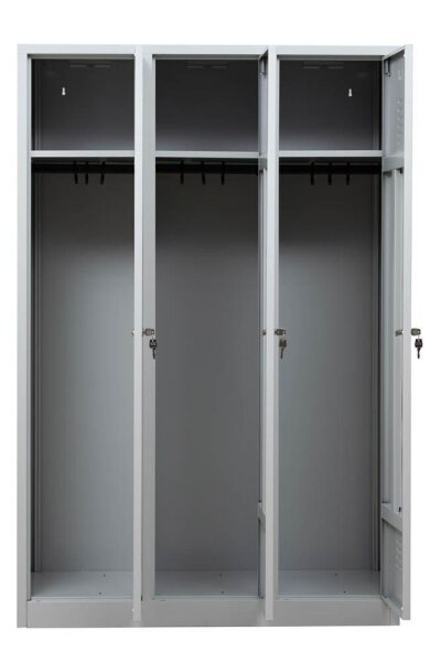 Gürkan Spind lichtgrau 105415, 3 Schließfächer 118,5 x 50,0 x 180,0 cm