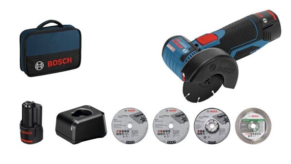BOSCH Professional GWS 12V-76 Akku-Winkelschleifer-Set 12,0 V, mit 2 Akkus