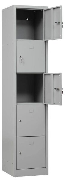 Gürkan Schließfachschrank lichtgrau 110009, 5 Schließfächer 41,0 x 45,0 x 190,0 cm