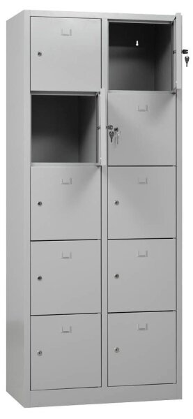 Gürkan Schließfachschrank lichtgrau 106955, 10 Schließfächer 80,0 x 45,0 x 190,0 cm