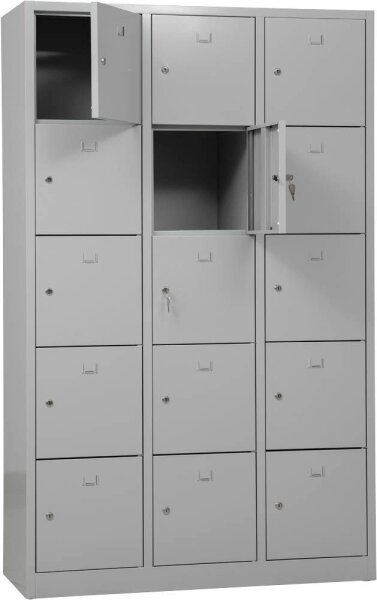 Gürkan Schließfachschrank lichtgrau 106975, 15 Schließfächer 119,0 x 45,0 x 190,0 cm