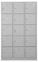 Gürkan Schließfachschrank lichtgrau 106975, 15 Schließfächer 119,0 x 45,0 x 190,0 cm