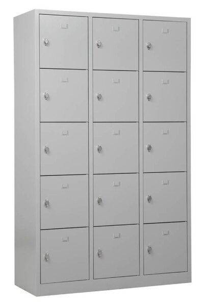 Gürkan Schließfachschrank lichtgrau 106977, 15 Schließfächer 119,0 x 45,0 x 190,0 cm