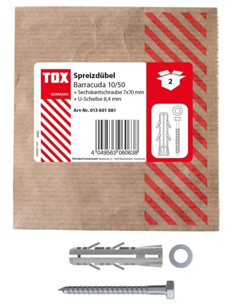 TOX BARRACUDA 013601081 Dübel mit Schrauben Ø 10 mm x 50 mm, 2 St.