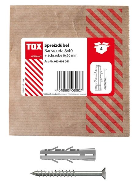 TOX BARRACUDA 013601061 Dübel mit Schrauben Ø 8 mm x 40 mm, 4 St.