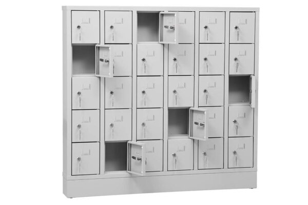 Gürkan Schließfachschrank lichtgrau 111956, 30 Schließfächer 119,0 x 15,0 x 110,0 cm