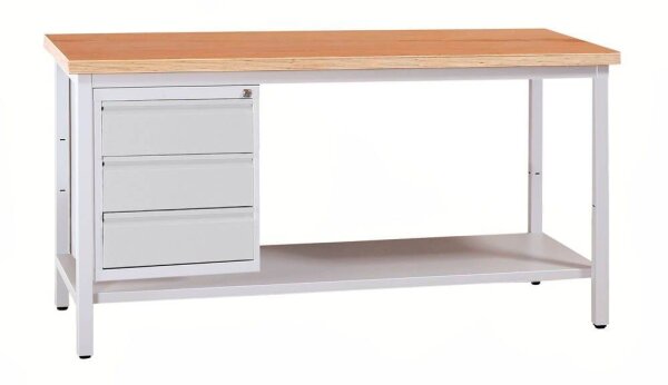 Gürkan Werkbank lichtgrau 3 Schubladen 160,0 x 60,0 x 84,0 cm