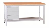 Gürkan Werkbank lichtgrau 3 Schubladen 160,0 x 60,0...