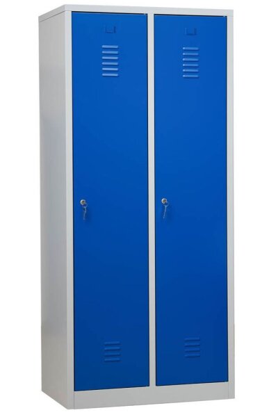 Gürkan Spind lichtgrau, enzianblau 104048, 2 Schließfächer 80,0 x 50,0 x 180,0 cm