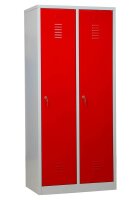 Gürkan Spind lichtgrau, feuerrot 104050, 2 Schließfächer 80,0 x 50,0 x 180,0 cm