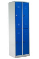 Gürkan Spind lichtgrau, enzianblau 105932, 4 Schließfächer 60,0 x 50,0 x 195,0 cm