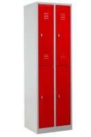 Gürkan Spind lichtgrau, feuerrot 105934, 4 Schließfächer 60,0 x 50,0 x 195,0 cm