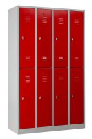 Gürkan Spind lichtgrau, feuerrot 106318, 8 Schließfächer 117,0 x 50,0 x 195,0 cm