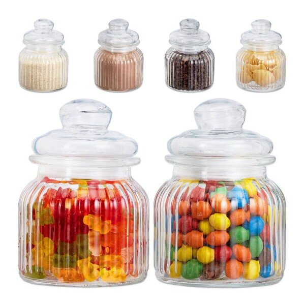 relaxdays Vorratsdosen 15,5 cm hoch transparent 0,7 l, 6 St.