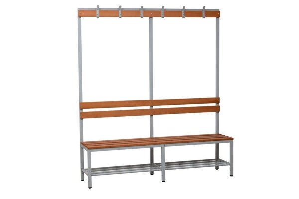 Gürkan Garderobenbank mit Haken und Schuhrost 109844 grau, buche Holz 200,0 cm