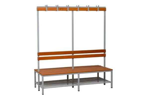 Gürkan Garderobenbank mit Haken und Schuhrost 107408 grau, buche Holz 160,0 cm