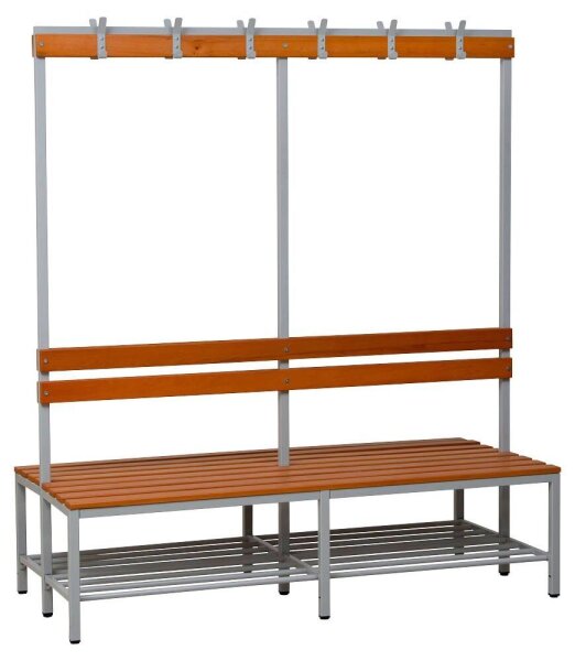 Gürkan Garderobenbank mit Haken und Schuhrost 107376 grau, buche Holz 200,0 cm