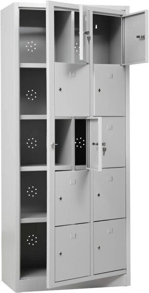 Gürkan Schließfachschrank lichtgrau 107699, 10 Schließfächer 80,0 x 45,0 x 190,0 cm