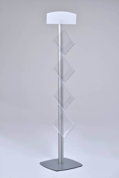 update displays Prospektständer silber DIN A4 4 Fächer 45,0 x 45,0 x 192,0 cm, 1 St.