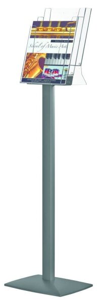 update displays Prospektständer Pillar silber DIN A4 3 Fächer 33,0 x 25,0 x 111,0 cm, 1 St.