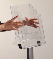 update displays Prospektständer Pillar silber DIN A4 3 Fächer 33,0 x 25,0 x 111,0 cm, 1 St.