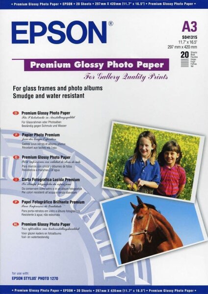 EPSON Fotopapier S041315 DIN A3 glänzend 255 g/qm 20 Blatt