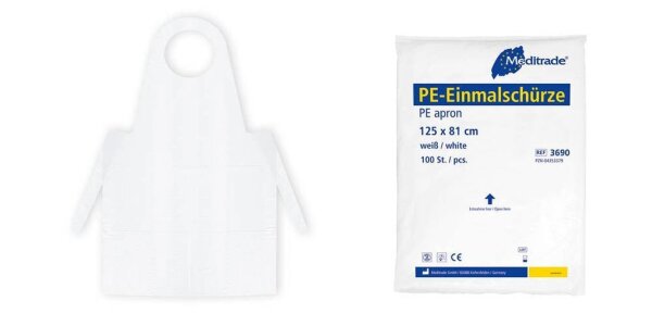 Meditrade® unisex Überwurfschürze weiß Einheitsgröße 100 St.