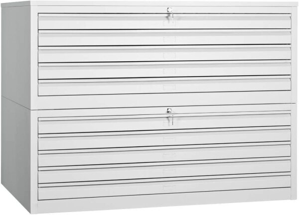 Gürkan Planschrank lichtgrau 10 Schubladen 140,0 x 95,0 x 105,0 cm, 1 St.