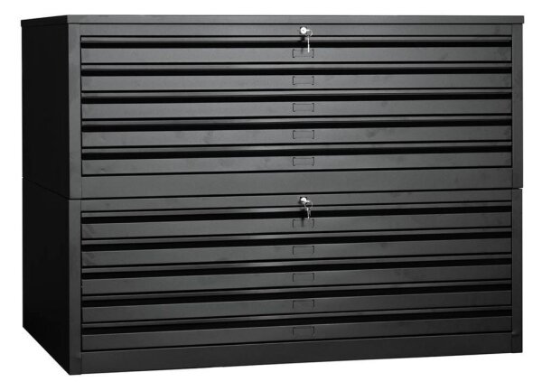 Gürkan Planschrank schwarz 10 Schubladen 140,0 x 95,0 x 105,0 cm, 1 St.
