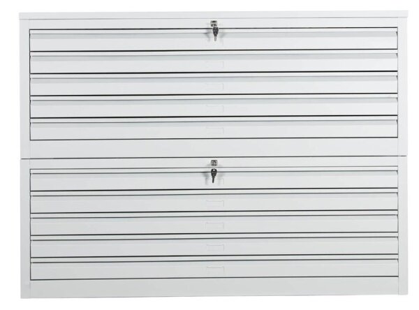 Gürkan Planschrank lichtgrau 10 Schubladen 113,0 x 83,0 x 105,0 cm, 1 St.