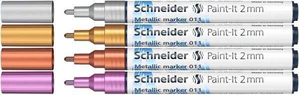 Schneider 011 Lackmarker farbsortiert 2,0 mm, 4 Set