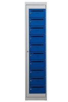 Gürkan Schließfachschrank lichtgrau, blau 111315, 10 Schließfächer 40,0 x 50,0 x 180,0 cm