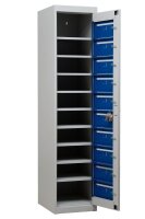 Gürkan Schließfachschrank lichtgrau, blau 111315, 10 Schließfächer 40,0 x 50,0 x 180,0 cm