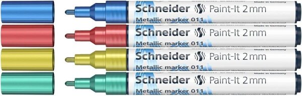 Schneider 011 Lackmarker farbsortiert 2,0 mm, 4 Set