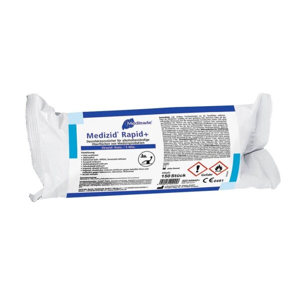 Meditrade® Desinfektionstücher Medizid® Rapid 1-lagig weiß, 150 Tücher