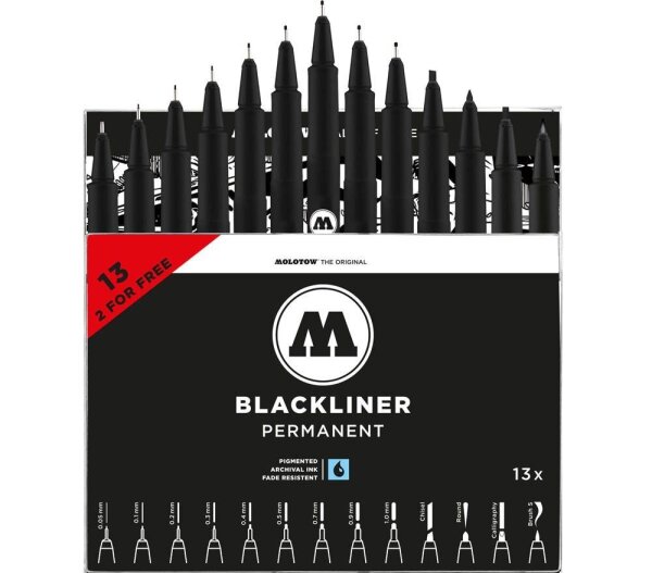 MOLOTOW Fineliner-Set schwarz, 13 Set