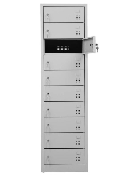 Gürkan Schließfachschrank lichtgrau 110264, 10 Schließfächer 50,0 x 50,0 x 180,0 cm
