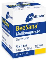 Meditrade® Mull-Kompressen BeeSana®mit eingeschlagenen Schnittkanten 1043 weiß 5,0 x 5,0 cm, 25x 2 St.