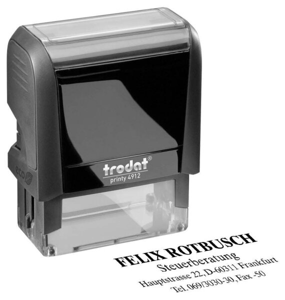 trodat Textstempel, individualisierbar printy 4912 selbstfärbend schwarz ohne Logo, 1 St. -  Nachträglich per Gutschein personalisieren