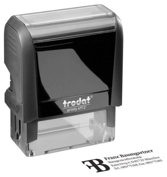 trodat Textstempel, individualisierbar printy 4912 selbstfärbend schwarz mit Logo, 1 St. -  Nachträglich per Gutschein personalisieren