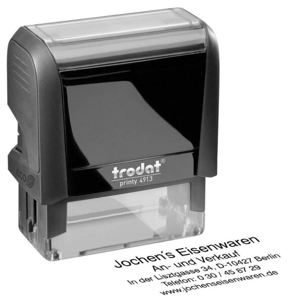 trodat Textstempel, individualisierbar printy 4913 selbstfärbend schwarz ohne Logo, 1 St. -  Nachträglich per Gutschein personalisieren