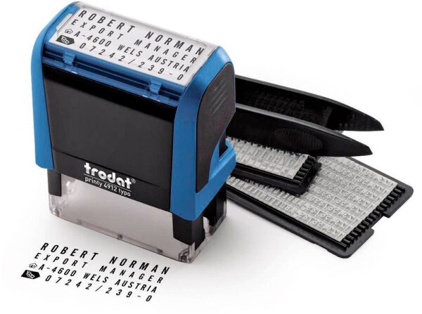 trodat Textstempel, individualisierbar printy 4912 Typo selbstfärbend schwarz ohne Logo, 1 St.