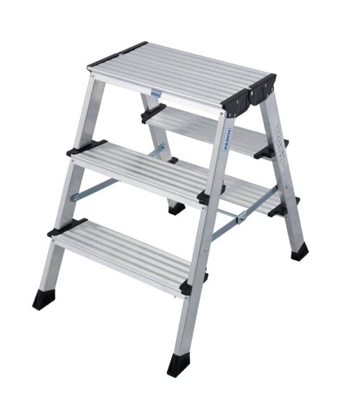 KRAUSE Klapptritt MONTO Treppo silber 2x 3 Stufen, H: 73,0 cm