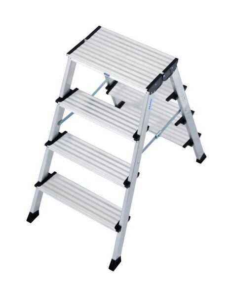KRAUSE Stehleiter beidseitig MONTO Treppo silber 2x 4 Stufen, H: 97,0 cm
