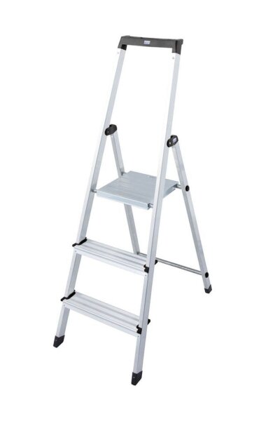 KRAUSE Stehleiter einseitig MONTO Solidy silber 3 Stufen, H: 140,0 cm