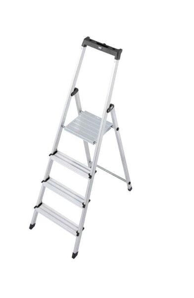 KRAUSE Stehleiter einseitig MONTO Solidy silber 4 Stufen, H: 160,0 cm