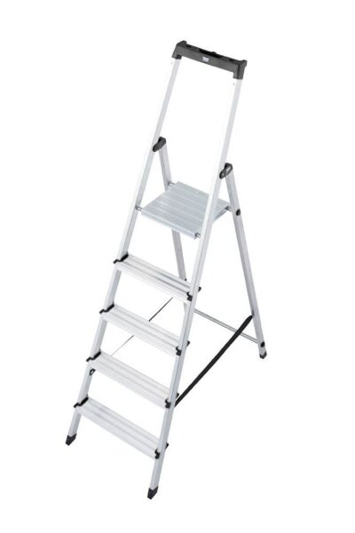 KRAUSE Stehleiter einseitig MONTO Solidy silber 5 Stufen, H: 180,0 cm