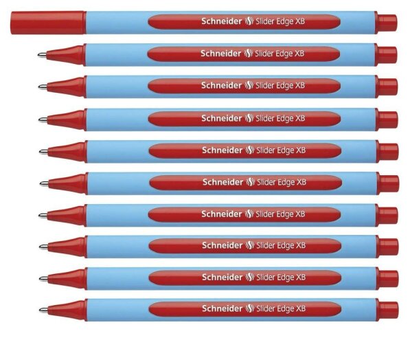Schneider Kugelschreiber Slider Edge hellblau/rot, Schreibfarbe: rot, 10 St.