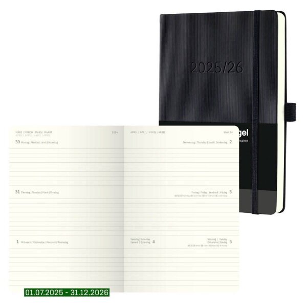 SIGEL Buchkalender Conceptum Juli 2025 - Dezember 2026 schwarz, 1 St.  ( C2601 )